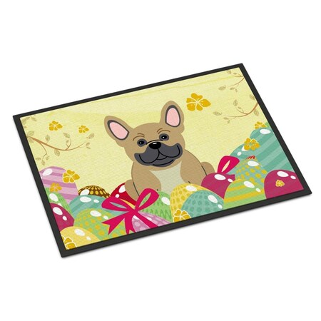 Carolines Treasures 24 x 36 in. Easter Eggs French Bulldog Cream Indoor or Outdoor Mat BB6010JMAT
